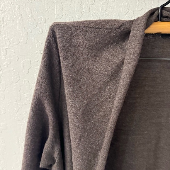Eileen Fisher Brown Open Front Fold Over Collar Cardigan Sweater 100% wool - Picture 2 of 7